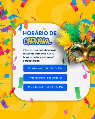 aviso de Carnaval Horário de Funcionamento Alterado Comércio PSD Editável