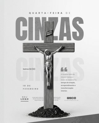 Quarta-feira de Cinzas Início da Quaresma Oração e Reflexão PSD Editável