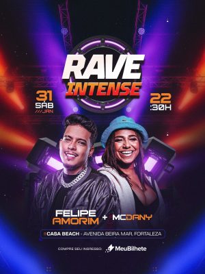 Rave Intense Felipe Amorim e McDany Flyer Evento PSD Editável