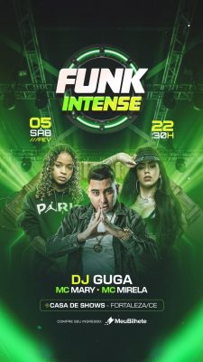 Evento Funk Intenso DJ Guga MC Mary MC Mirela Flyer Vertical PSD Editável