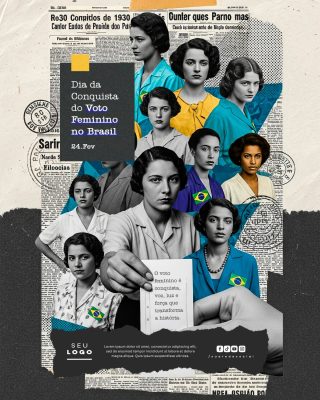 Voto Feminino 24 de Fevereiro Dia da Conquista Brasil PSD Editável