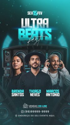 Evento Ultra Beats Fest SEX 15 FEV Flyer Profissional Story PSD Editável