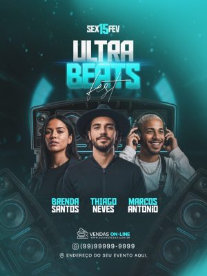 Evento Ultra Beats Fest SEX 15 FEV Flyer Profissional PSD Editável