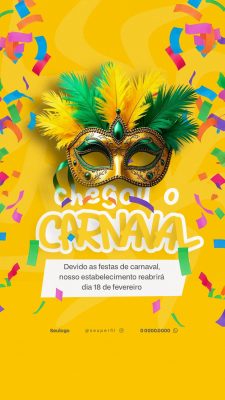 Carnaval Chegou o Carnaval Fechamento e Reabertura PSD Editável