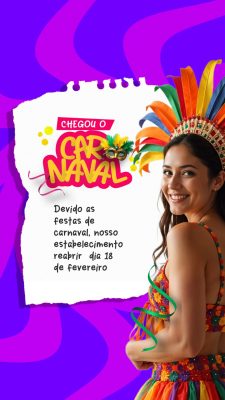 horario de Carnaval Chegou o Carnaval Reabertura Dia 18 de Fevereiro PSD Editável
