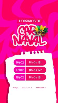 Carnaval Horários de Funcionamento para Eventos Festivos PSD Editável