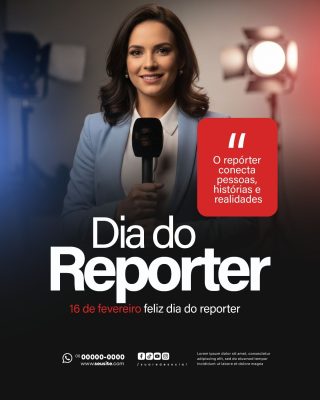 Dia do Reporter 16 de fevereiro feliz dia do reporter PSD Editável