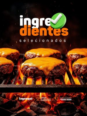 Hamburgueria Ingredientes Selecionados Social Media PSD Editável