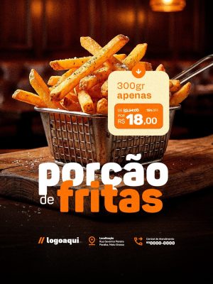 Hamburgueria Porção de Fritas Social Media PSD Editável