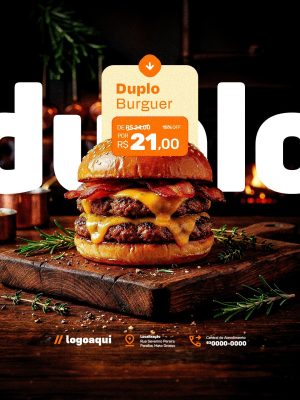 Hamburgueria Duplo Burguer Social Media PSD Editável
