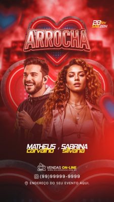 Arrocha 28FEV MATHEUS e SABRINA Flyer de Evento Feed PSD Editável