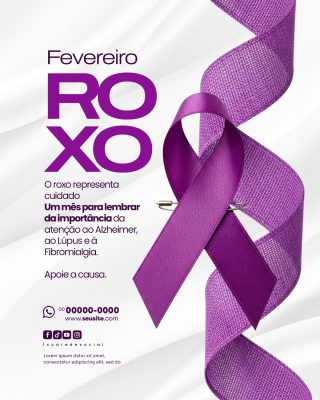 Fevereiro Roxo Mês da Conscientização Saúde Mental PSD Editável