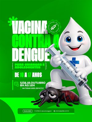 Vacina Contra Dengue Crianças e Adolescentes Campanha Saúde PSD Editável