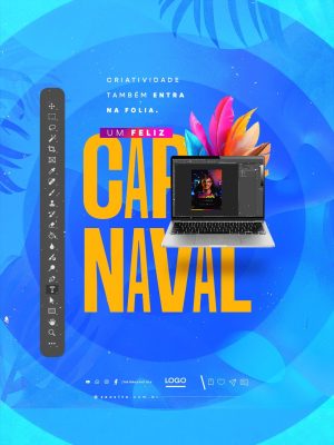 Um Feliz Carnaval 17 de Fevereiro Designer Gráfico Criatividade na Folia PSD Editável