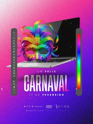 Um Feliz Carnaval 17 de Fevereiro Designer Gráfico PSD Editável