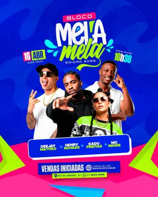 Flyer Bloco Mela Mela Próximos Shows PSD Editável
