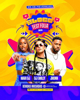 Flyer Bloco Fest Folia Próximos Shows PSD Editável