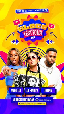 Flyer Story Bloco Fest Folia Próximos Shows PSD Editável