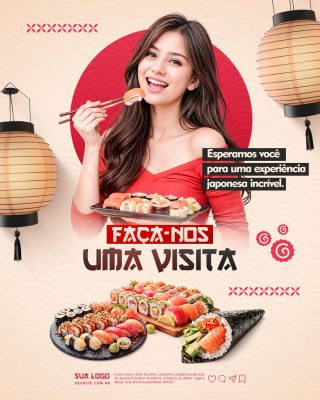Experiência Japonesa Sushi Temaki Faça-nos Uma Visita PSD Editável