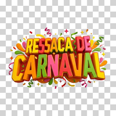Selo 3D Ressaca de Carnaval para Composição PNG Transparente