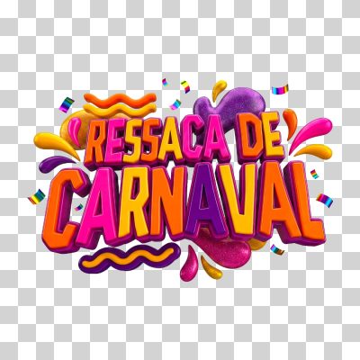 Selo 3D Ressaca de Carnaval para Composição PNG Transparente