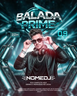 Balada Prime Flyer de Festa Noturna Design Moderno e Vibrante PSD Editável