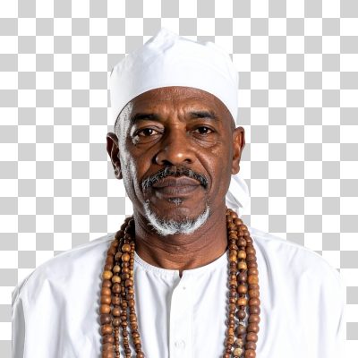 Homem Negro Religioso com Traje Branco PNG Transparente