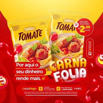 Carna Folia Supermercado Oferta Molho Saugali Tomate PSD Editável