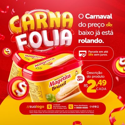 Carna Folia Supermercado Margarina Margetita Preço Baixo 45% OFF PSD Editável