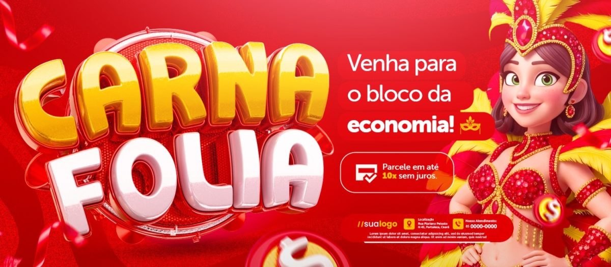 Carna Folia Supermercado Venha para o bloco da economia Banner PSD Editável