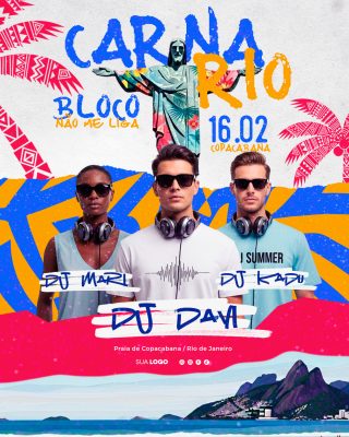 Carnaval Rio Bloco Nao Me Liga Copacabana Post Festivo PSD Editável