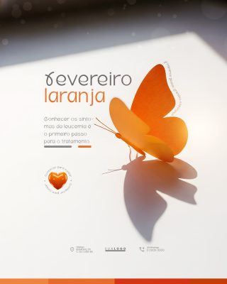 Fevereiro Laranja Conscientização Leucemia Borboleta Laranja PSD Editável