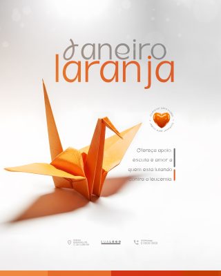 Janeiro Laranja Conscientização Leucemia Origami PSD Editável