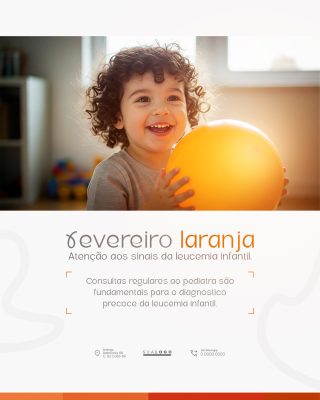 Fevereiro Laranja Atenção à leucemia infantil PSD Editável