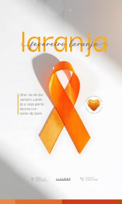 Fevereiro Laranja Laço Conhecer para Cuidar PSD Editável