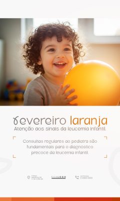 Fevereiro Laranja Atenção Sinais Leucemia Infantil PSD Editável