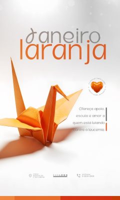 Janeiro Laranja Conscientização Leucemia Origami Coração PSD Editável