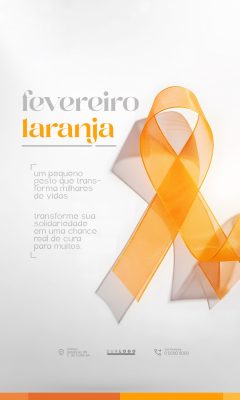 Fevereiro Laranja Cônscientização Fita Laranja Arte Vertical PSD Editável