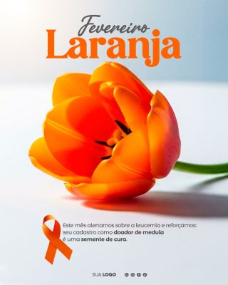 Fevereiro Laranja Conscientização Leucemia Doação Medula PSD Editável