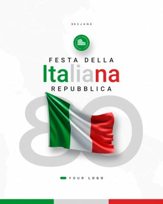 República Italiana 02 Junho Festa da Italiana Repubblica Banner PSD Editável