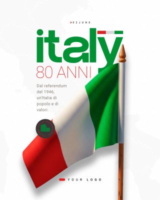 Itália 80 Anni Dal Referendum de 1946 Post Social PSD Editável