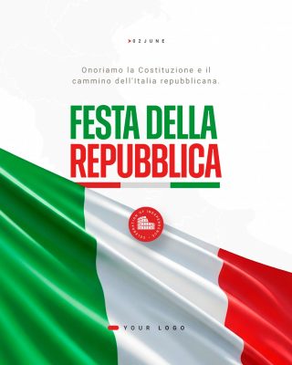 Festa da República Italiana 2 de Junho Dia Nacional Celebrativo PSD Editável