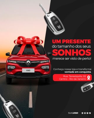 Carro Kwid Presente dos Sonhos Rua Teresópolis PSD Editável