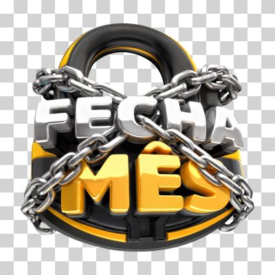 Fecha Mês Cadeado Correntes Prata Dourado 3D PNG Transparente