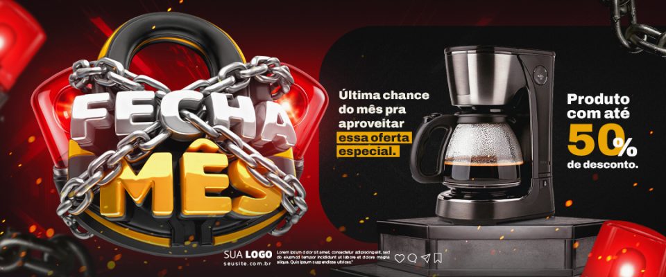 Fecha Mês Banner de Ofertas Promoção PSD Editável
