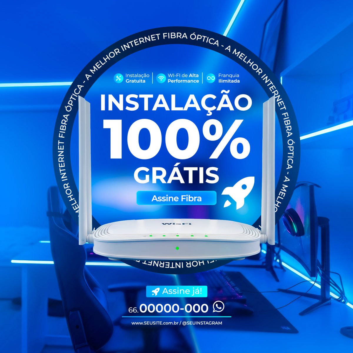 Internet Fibra Óptica 100% Grátis Instalação Promoção Assine Já PSD Editável