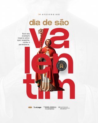 Dia de São Valentim Amor que Respeita Cuida Pôster PSD Editável