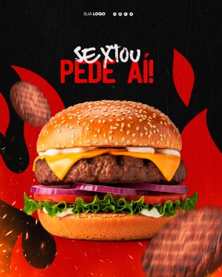 Sextou Pede Aí Burger Artesanal para Entrega PSD Editável