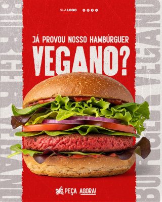 Hambúrguer Vegano Delicioso Banner Instagram Food Delivery PSD Editável