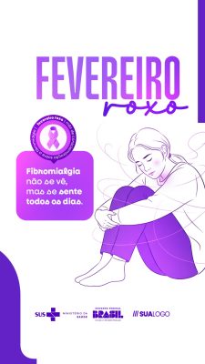Fevereiro Roxo Fibromialgia Conscientização Campanha Social PSD Editável
